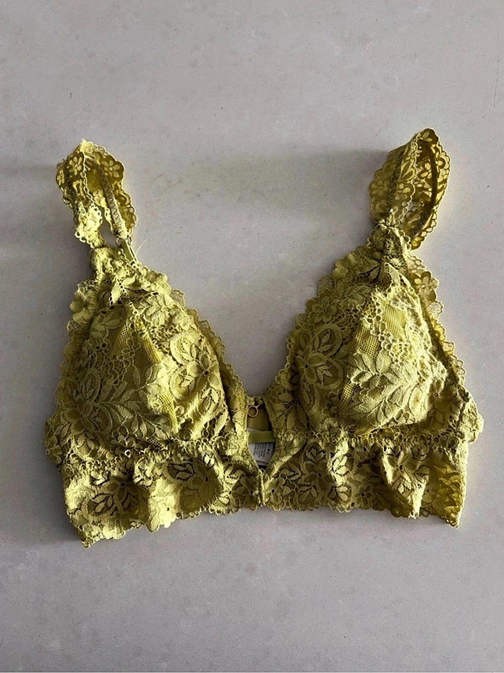 Aerie Floral Lace Bralette in Green/Yellow